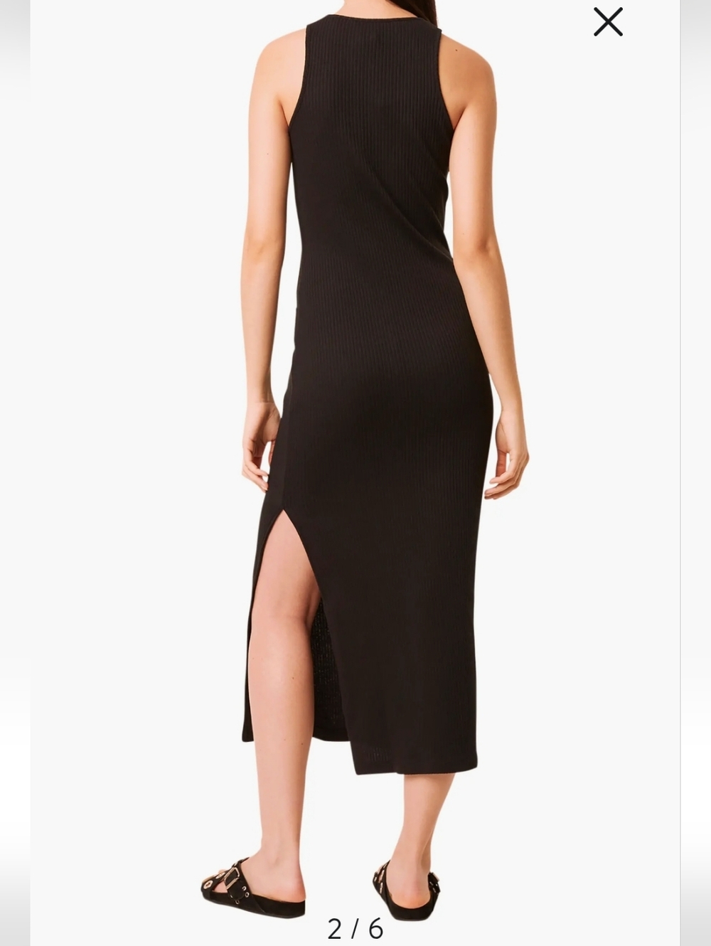 French Connection Tommy Black Racerback Ribbed Maxi Dress - Picture 2 of 7